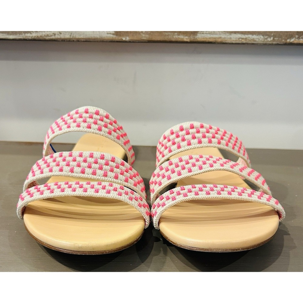 Rothy's Hot Pink Basket Stitch Triple Band Sandals Size 9.5 EUC - Picture 5 of 9